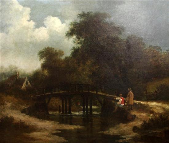 John Crome The Elder (1768-1821) Landscape with boys fishing 24.5 x 29in.